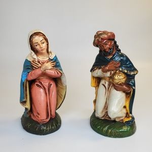 2 Vintage Italy Fontanini? Mary Kneeling Wise Men Replacement Nativity Figurines